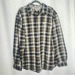 CARHARTT Plaid Flannel Long Sleeve Button Down Shirt, Mens XL Regular